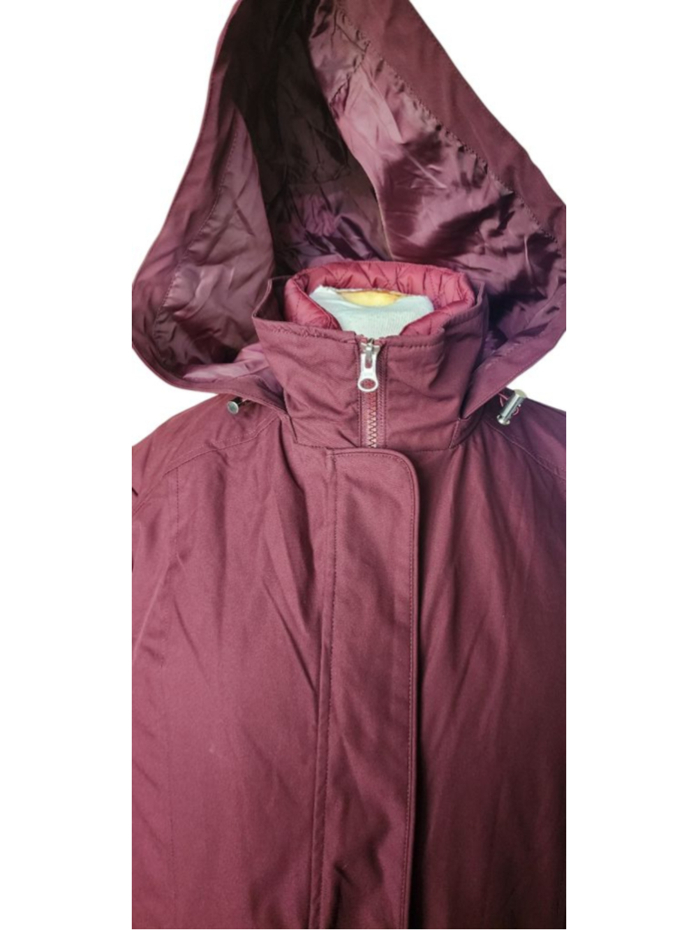 Lands' End XL Maroon 3-in-1 Winter Jacket & Quilted Vest Hooded Coat Women's - Picture 6 of 16
